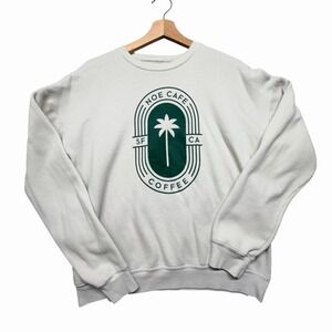 Noe Cafe SF CA‎ Women Coffee Graphic Sweatshirt White Crewneck Pullover Medium
